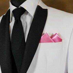 New - Men's 2 Point Bubble Gum Pink Satin Pre-Folded Pocket Square Insert